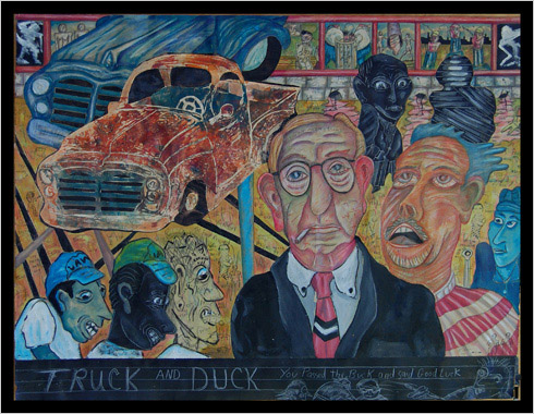 Truck and Duck painting by painter Bruce Thayer