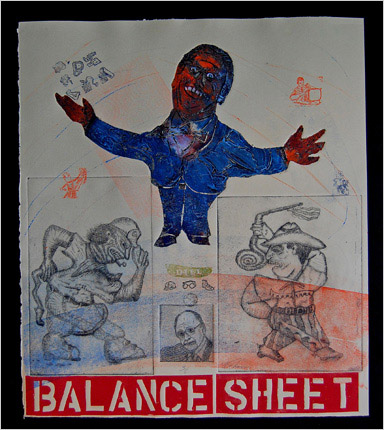 Balance Sheet by printmaker Bruce Thayer